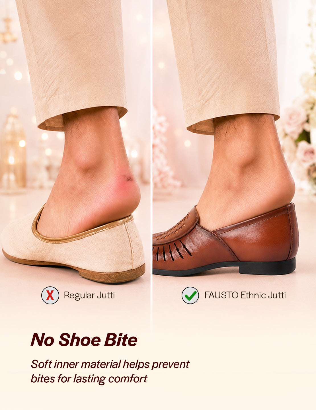 Shop Men Tan Laser Cut Design Ethnic Slip On Party Juttis and Mojaris Online.