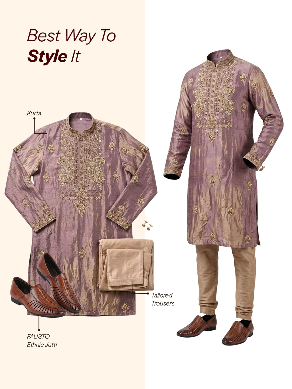 Shop Men Tan Laser Cut Design Ethnic Slip On Party Juttis and Mojaris Online.