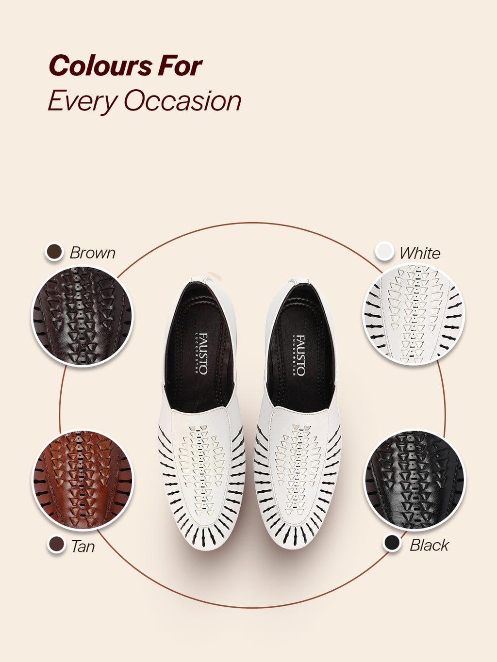 Shop Men White Laser Cut Design Ethnic Slip On Party Juttis and Mojaris Online.