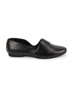 Men Black Laser Cut Design Side Open Broad Feet Ethnic Party Slip On Juttis and Mojaris