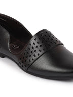 Men Black Laser Cut Design Side Open Broad Feet Ethnic Party Slip On Juttis and Mojaris