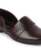 Men Brown Laser Cut Design Side Open Broad Feet Ethnic Party Slip On Juttis and Mojaris