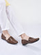 men tan laser cut design side open broad feet ethnic party slip on shoes