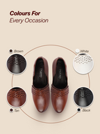 Men Tan Laser Cut Design Side Open Broad Feet Ethnic Party Slip On Juttis and Mojaris