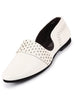 Men White Laser Cut Design Side Open Broad Feet Ethnic Party Slip On Shoes
