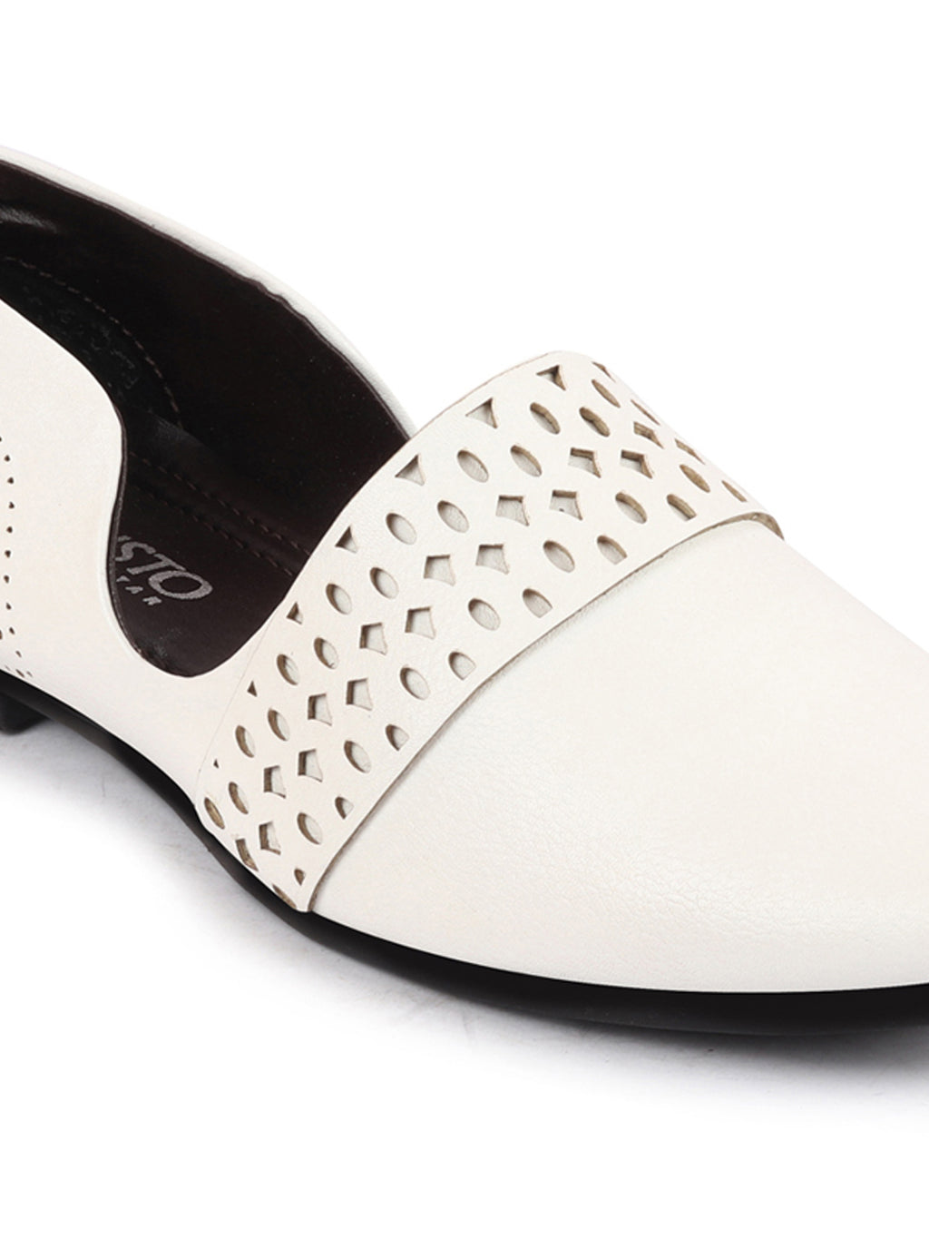 Men White Laser Cut Design Side Open Broad Feet Ethnic Party Slip On Juttis and Mojaris