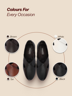 Men Black Embossed Design Ethnic Party Slip On Juttis and Mojaris