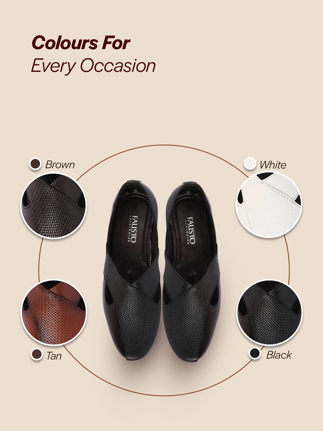 Men Black Embossed Design Ethnic Party Slip On Juttis and Mojaris
