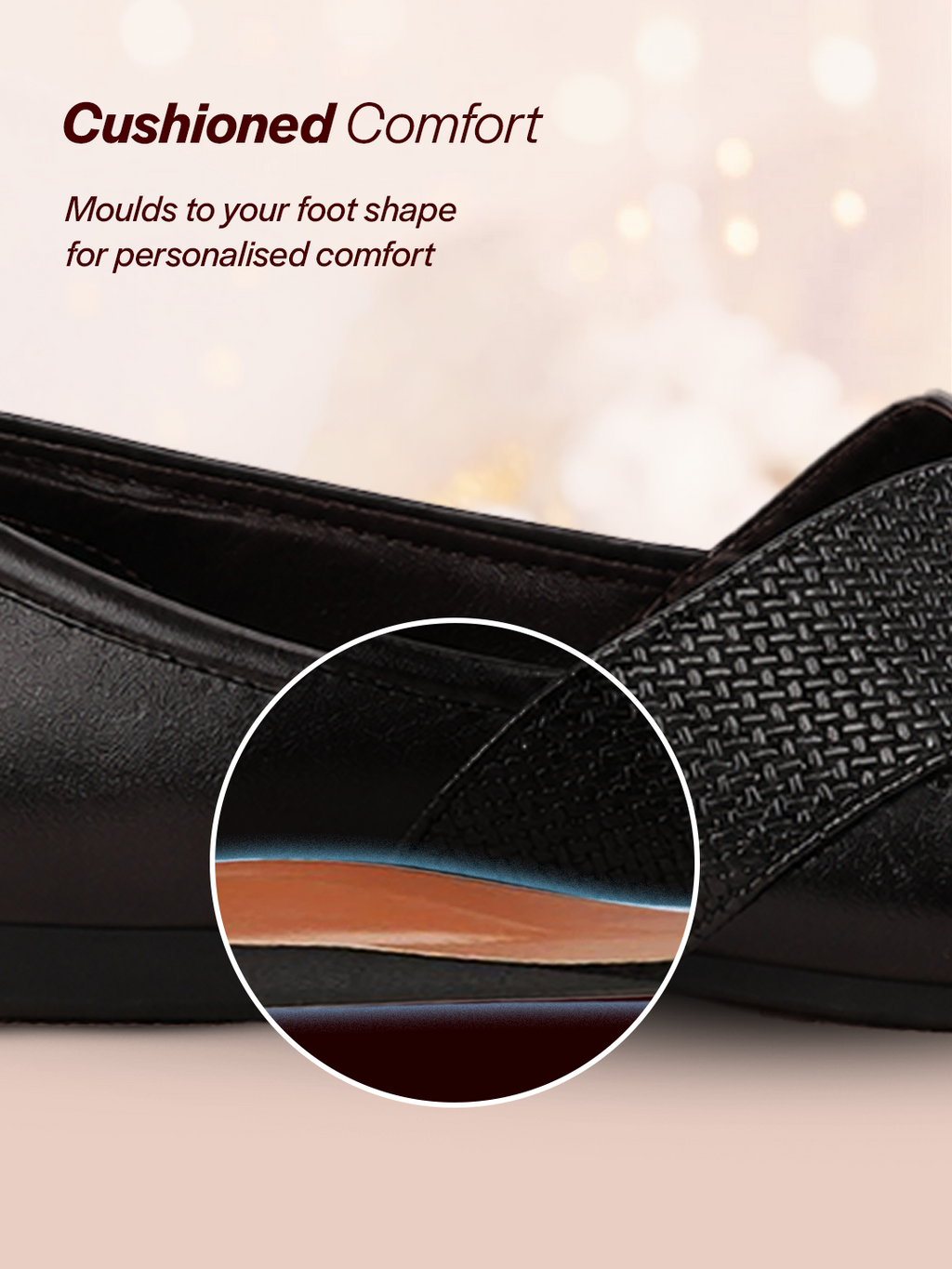 Men Black Embossed Design Ethnic Party Slip On Juttis and Mojaris