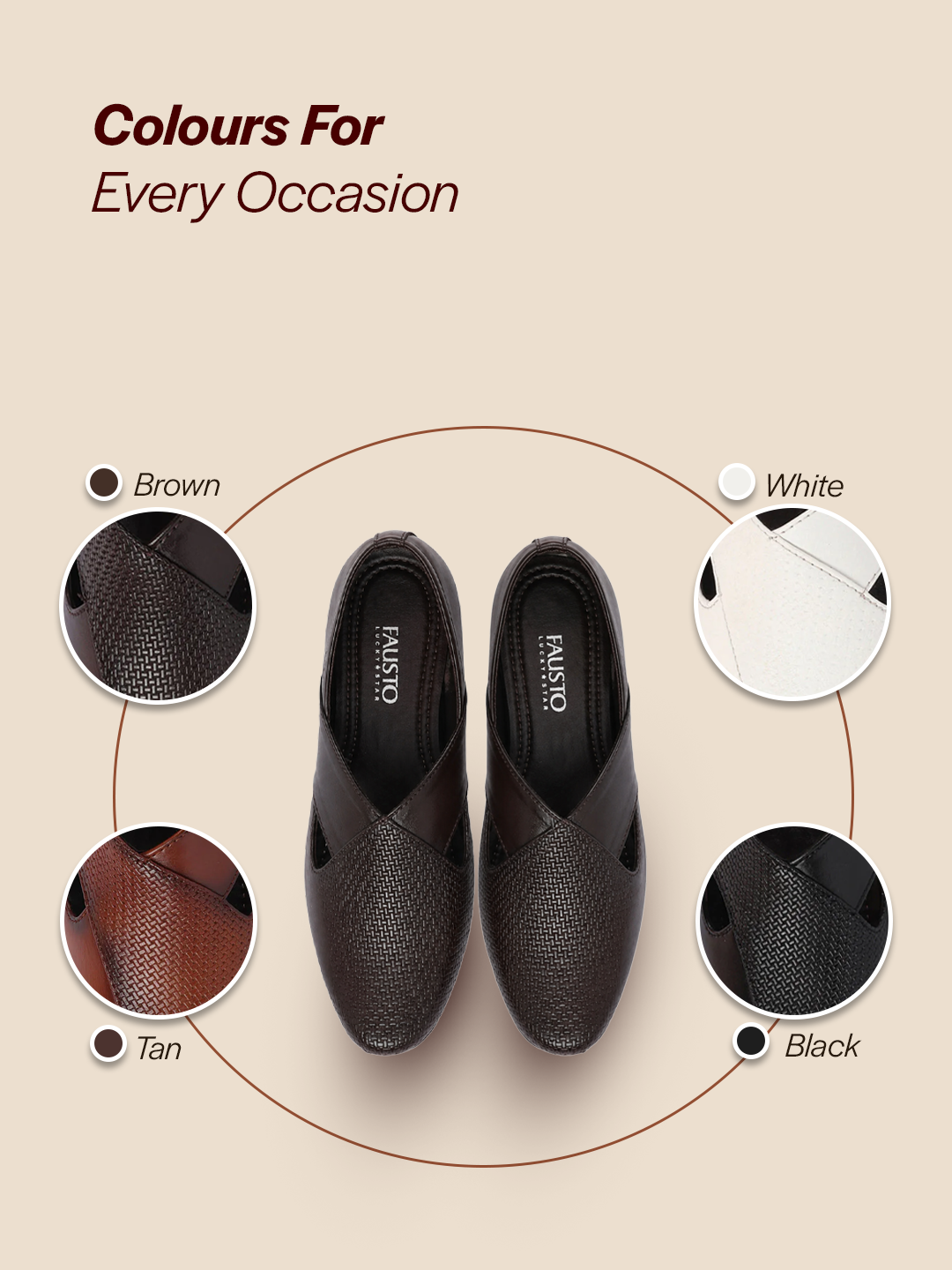 Men Brown Embossed Design Ethnic Party Slip On Juttis and Mojaris