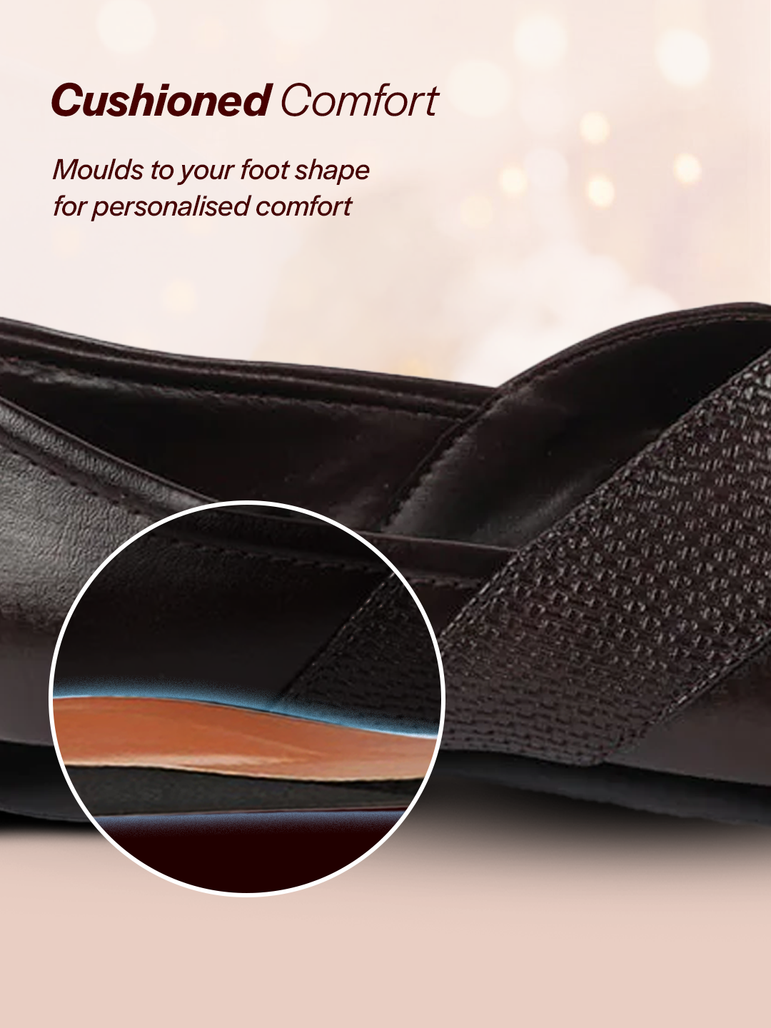 Men Brown Embossed Design Ethnic Party Slip On Juttis and Mojaris