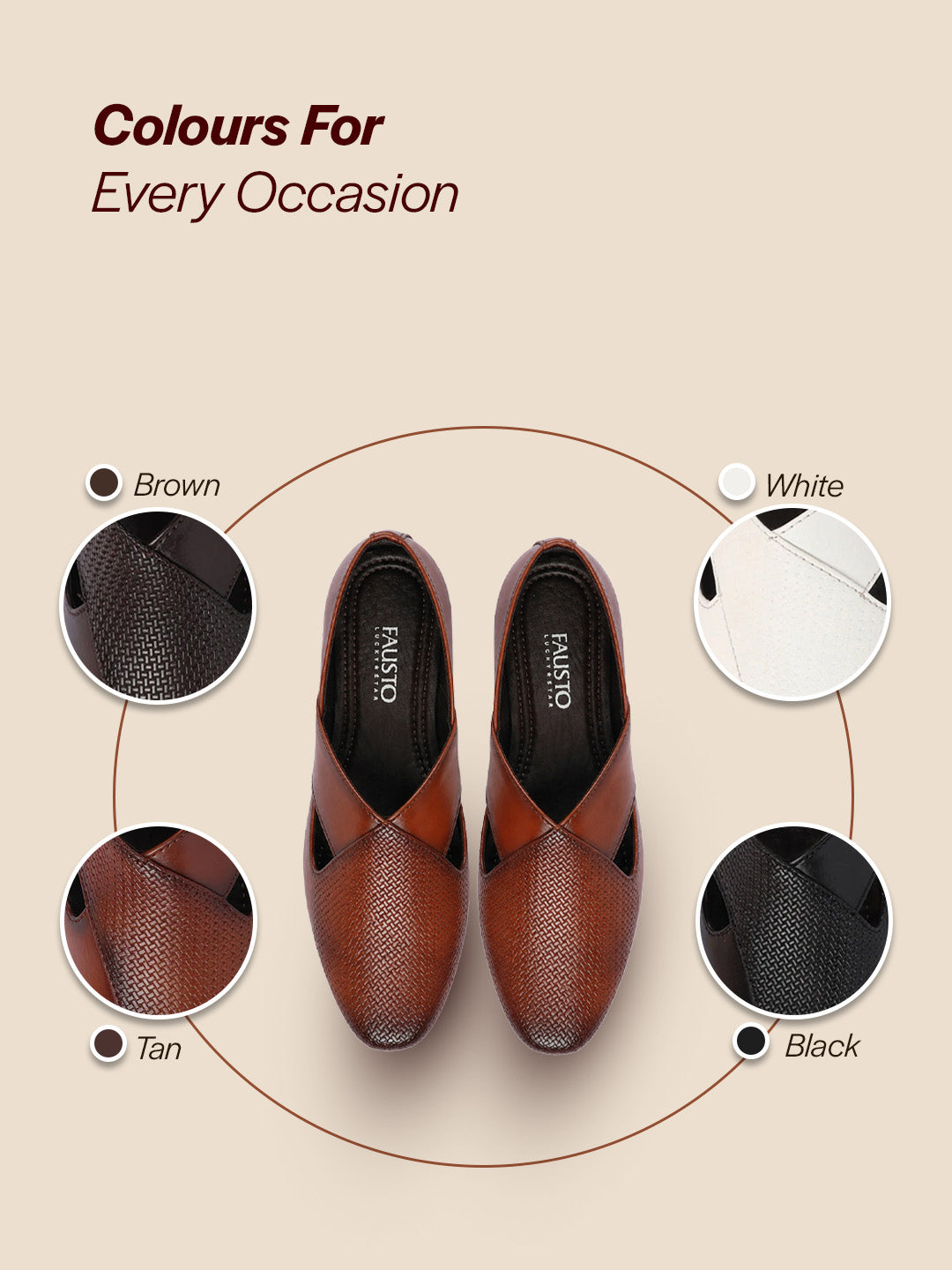 Shop Men Tan Embossed Design Ethnic Party Slip On Juttis and Mojaris Online.