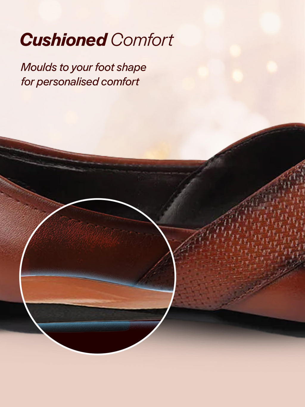 Shop Men Tan Embossed Design Ethnic Party Slip On Juttis and Mojaris Online.