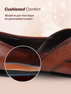 Shop Men Tan Embossed Design Ethnic Party Slip On Juttis and Mojaris Online.