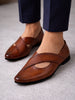 Men Tan Embossed Design Ethnic Party Slip On Juttis and Mojaris