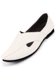 Men White Embossed Design Ethnic Party Slip On Juttis and Mojaris