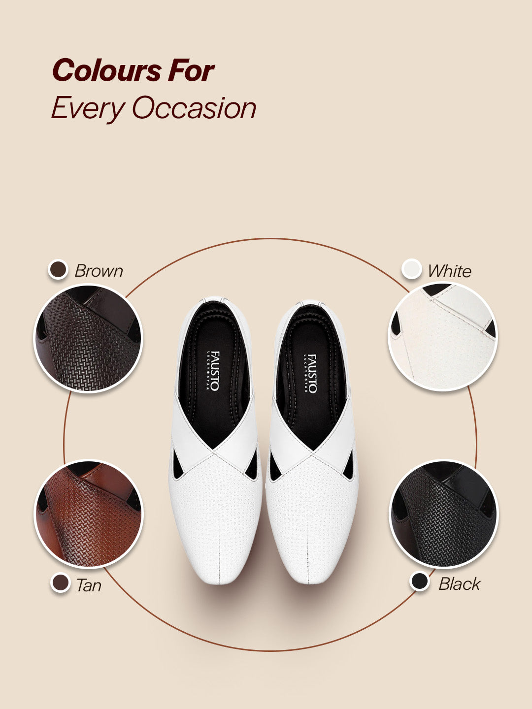 Shop Men White Embossed Design Ethnic Party Slip On Juttis and Mojaris Online.
