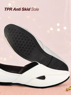 Shop Men White Embossed Design Ethnic Party Slip On Juttis and Mojaris Online.