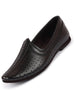 Men Black Laser Cut Design Stitched Ethnic Party Slip On Juttis and Mojaris