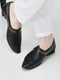 Men Black Laser Cut Design Stitched Ethnic Party Slip On Juttis and Mojaris