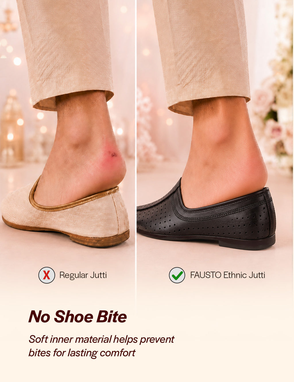Men Black Laser Cut Design Stitched Ethnic Party Slip On Juttis and Mojaris
