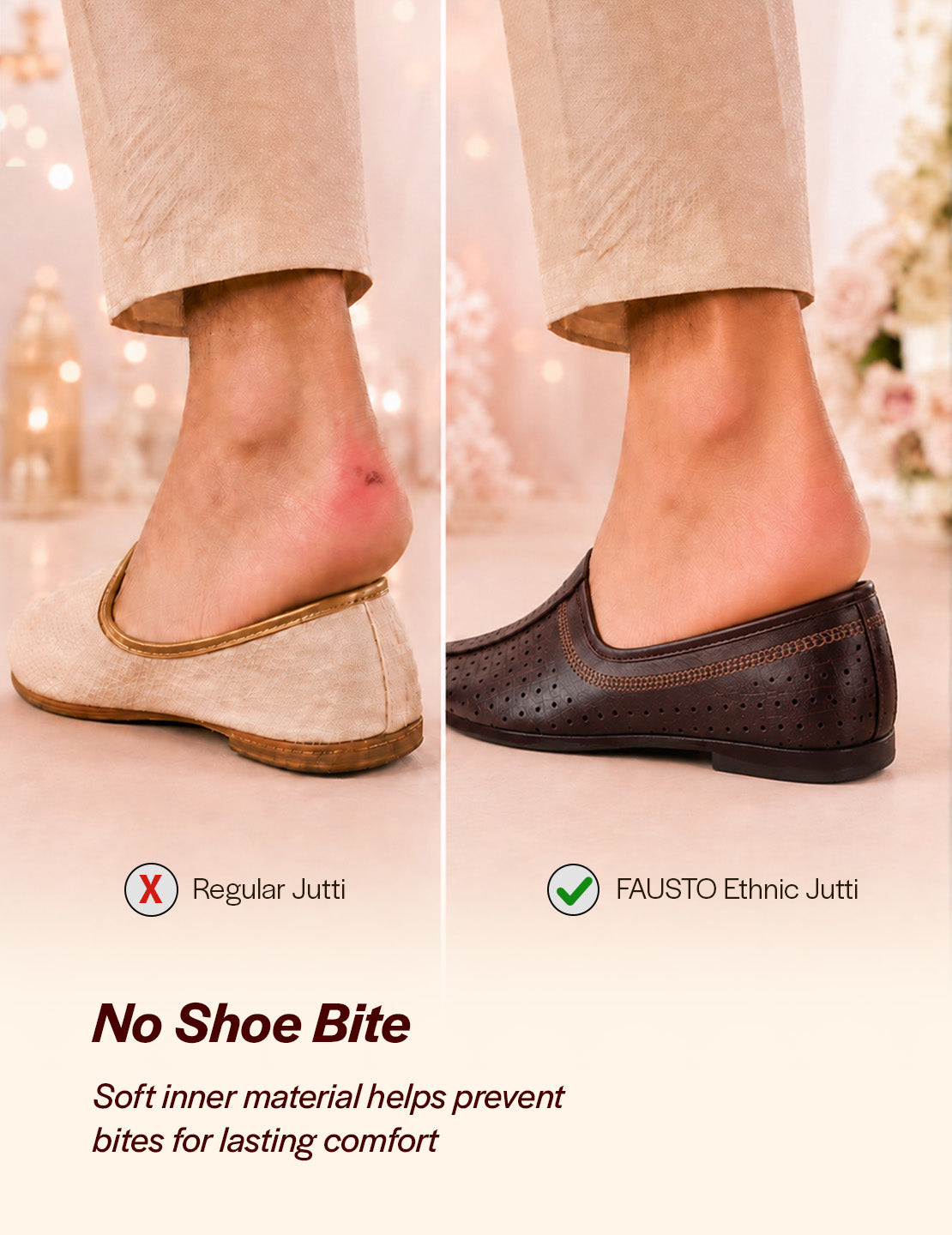 Shop Men Brown Laser Cut Design Stitched Ethnic Party Slip On Juttis and Mojaris Online.