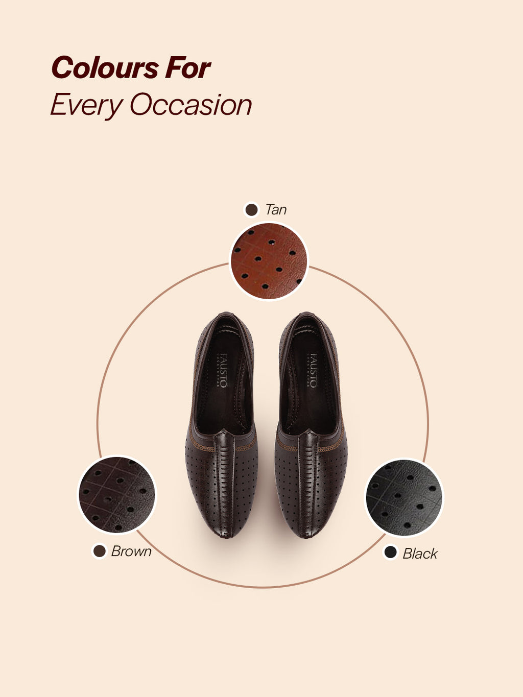 Shop Men Brown Laser Cut Design Stitched Ethnic Party Slip On Juttis and Mojaris Online.