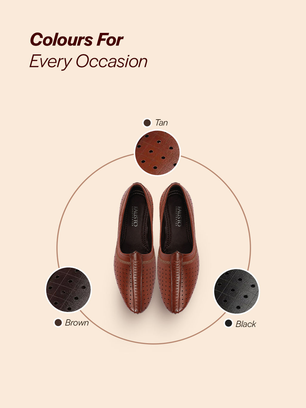 Shop Men Tan Laser Cut Design Stitched Ethnic Party Slip On Juttis and Mojaris Online.