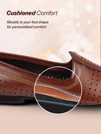 Shop Men Tan Laser Cut Design Stitched Ethnic Party Slip On Juttis and Mojaris Online.