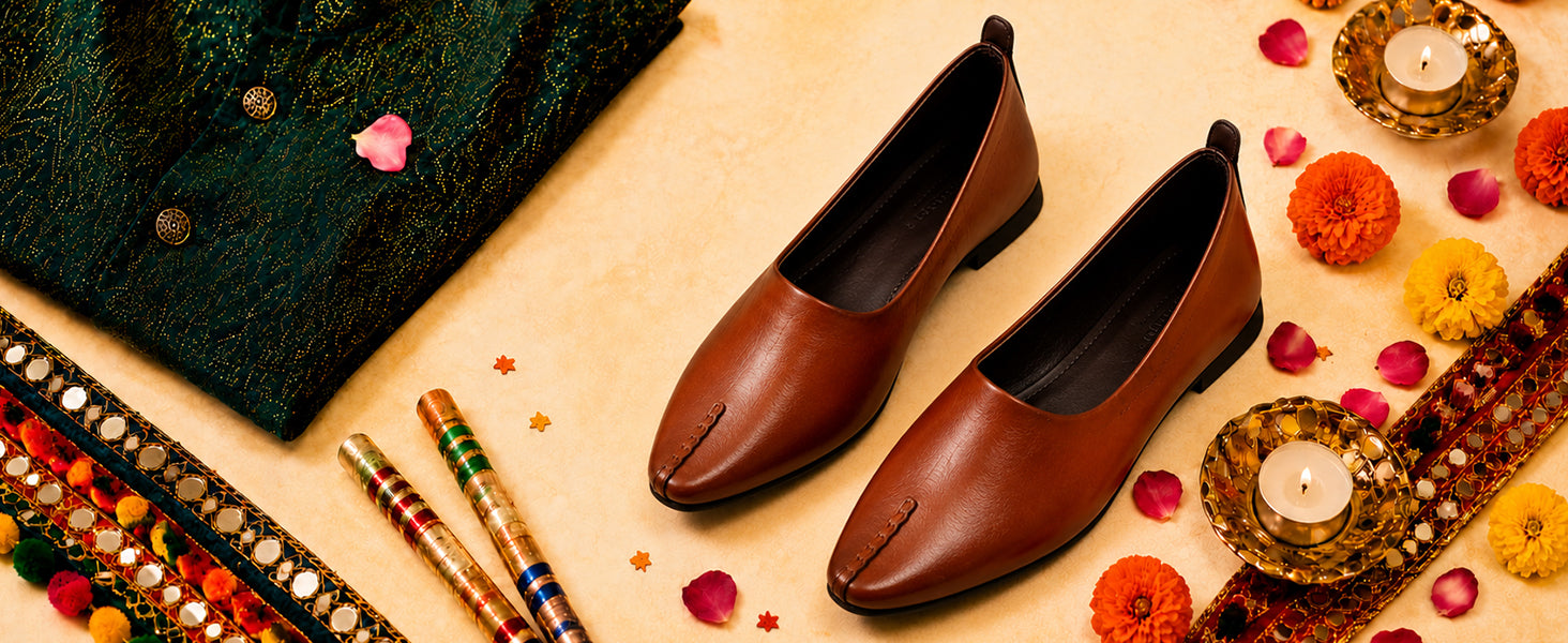 Men Tan Wedding Party Evening Occasion Ethnic Slip On Juttis and Mojaris