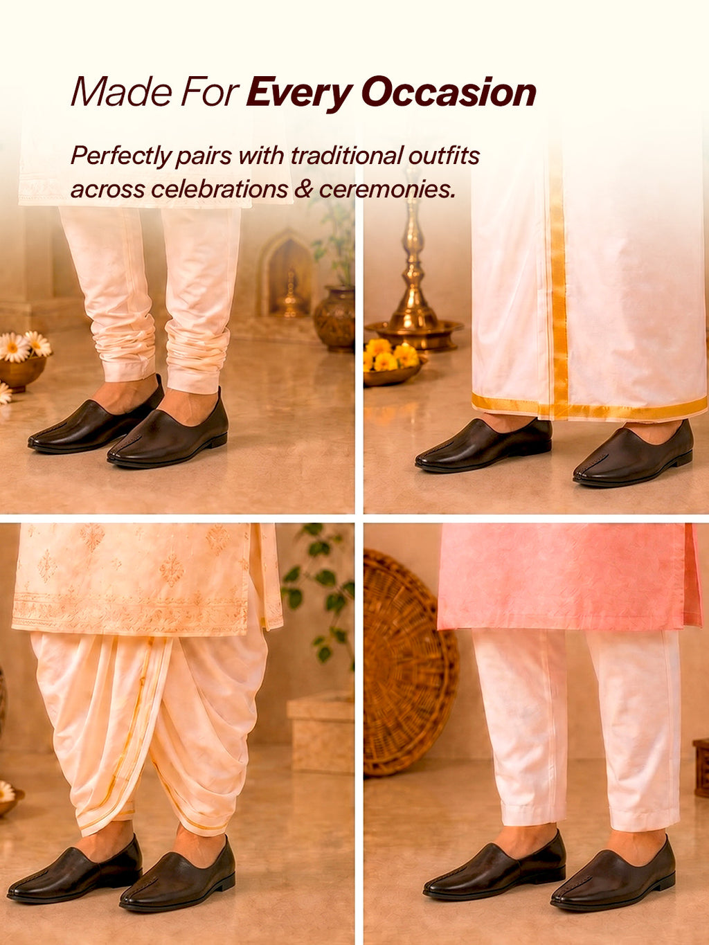 Men Black Wedding Party Evening Occasion Ethnic Slip On Juttis and Mojaris