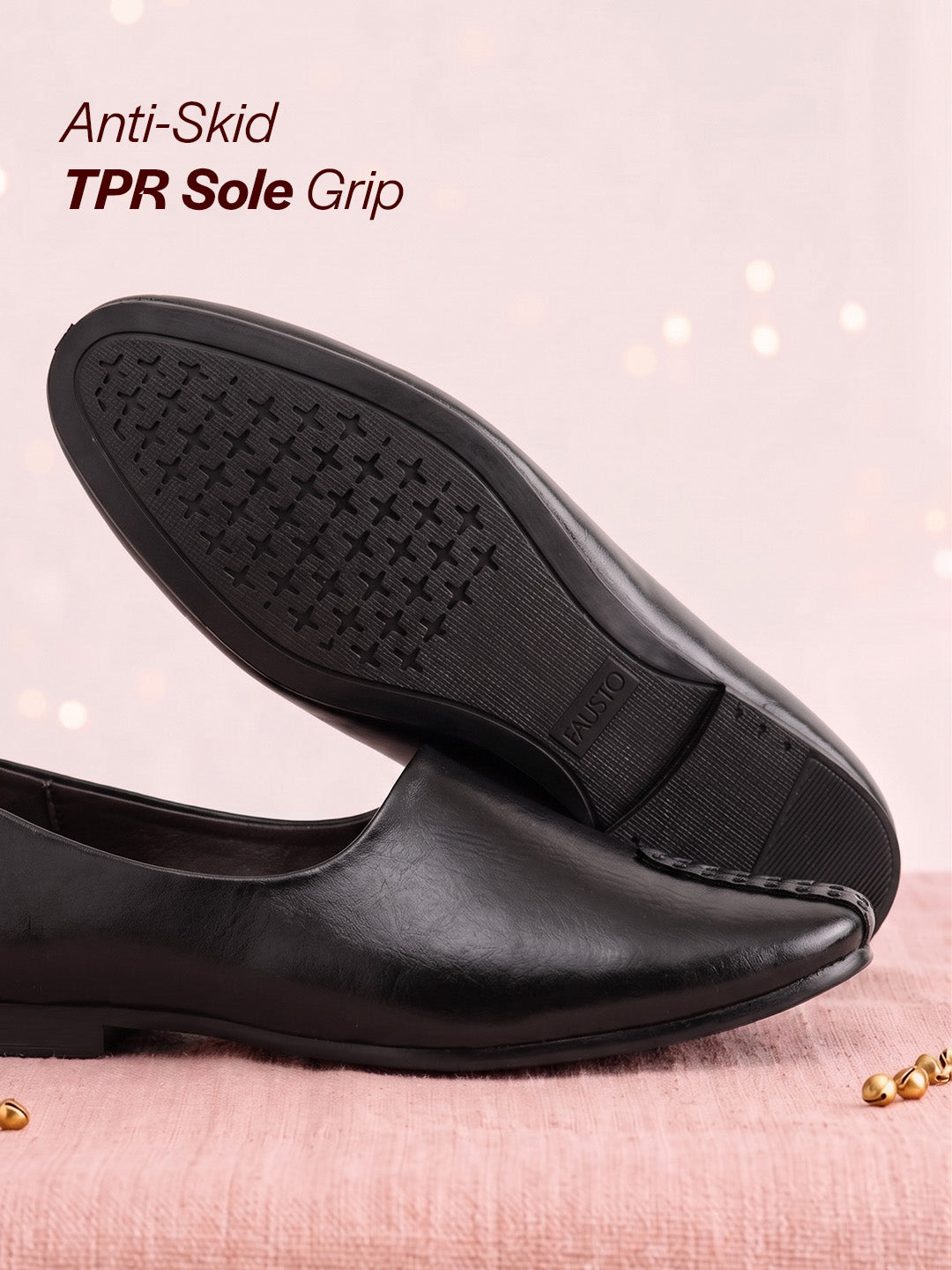 Men Black Wedding Party Evening Occasion Ethnic Slip On Juttis and Mojaris