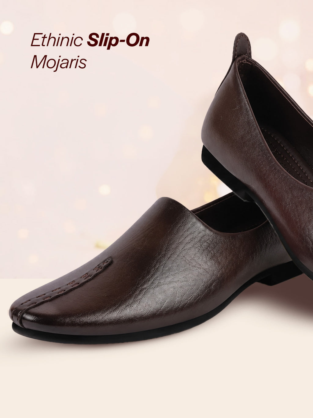 men brown wedding party evening occasion ethnic slip on juttis and mojaris