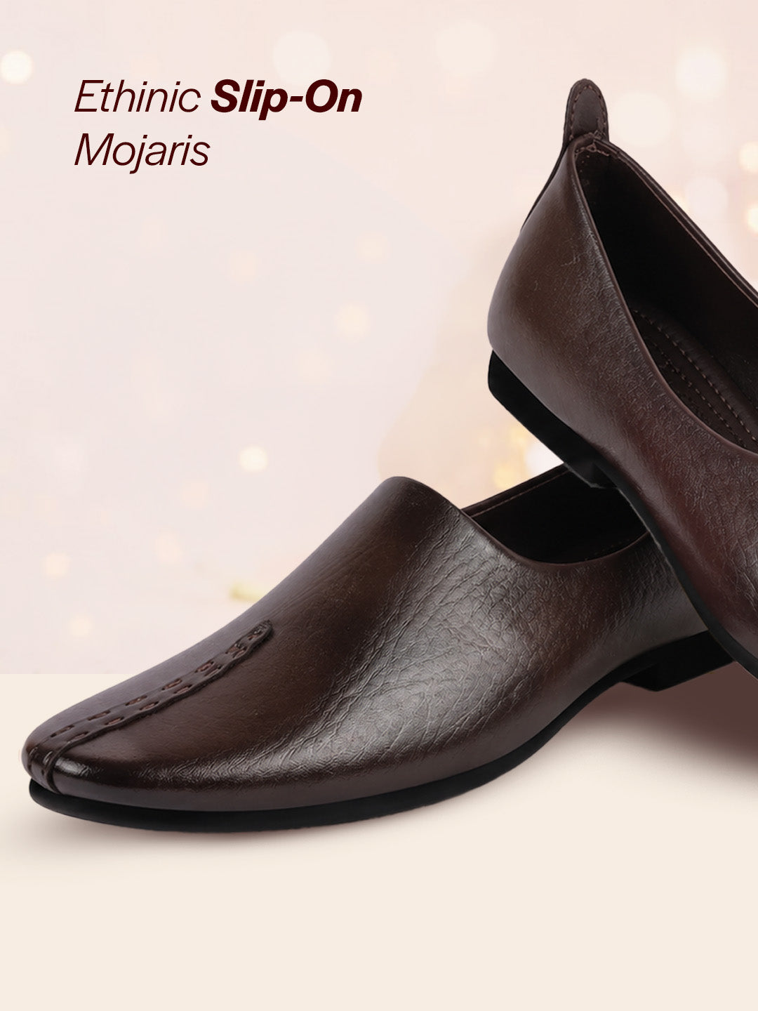 men brown wedding party evening occasion ethnic slip on juttis and mojaris