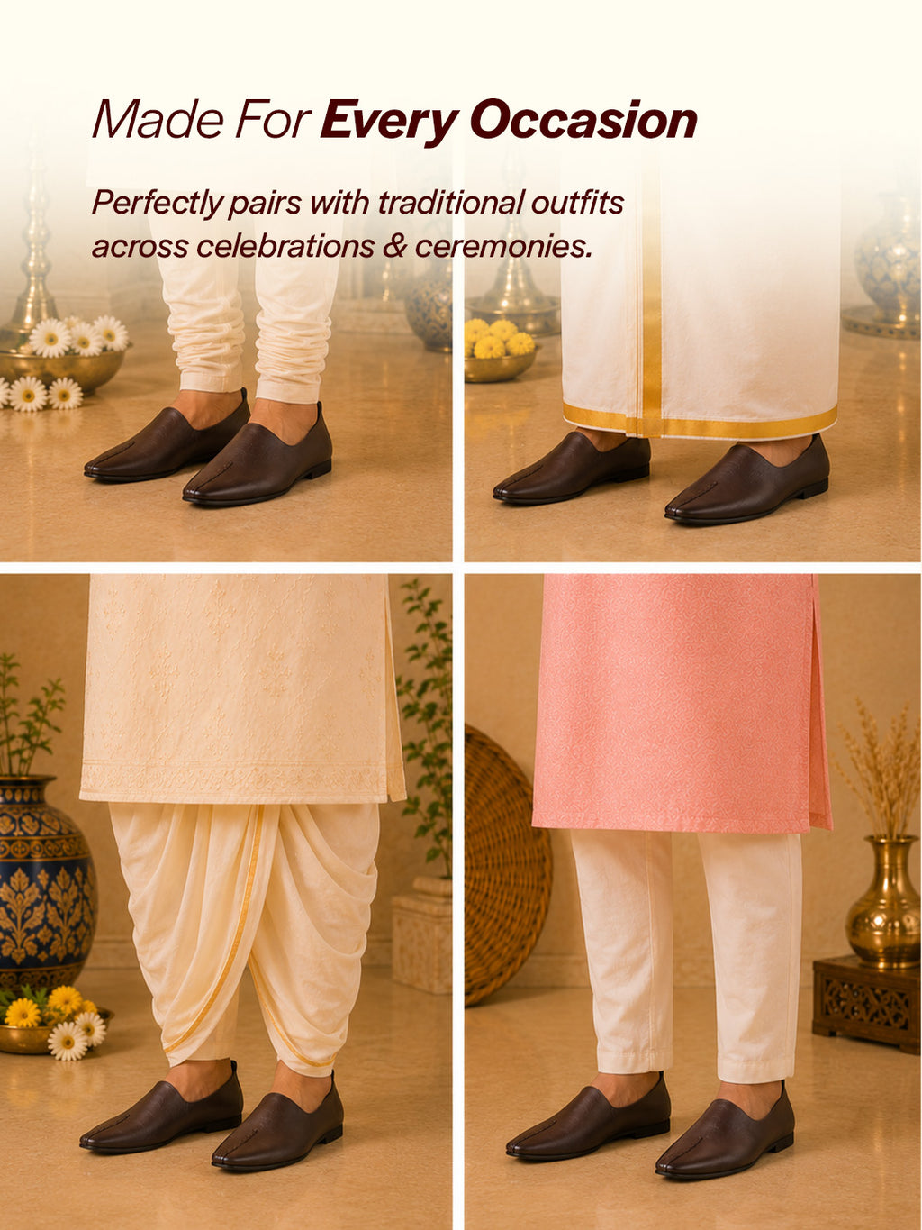 men brown wedding party evening occasion ethnic slip on juttis and mojaris