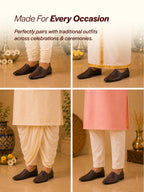 men brown wedding party evening occasion ethnic slip on juttis and mojaris