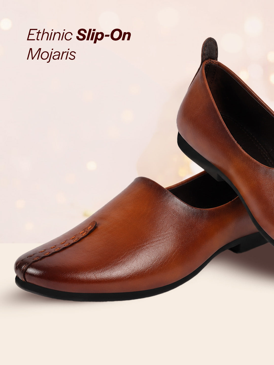 Shop Men Tan Wedding Party Evening Occasion Ethnic Slip On Juttis and Mojaris Online.
