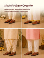 Shop Men Tan Wedding Party Evening Occasion Ethnic Slip On Juttis and Mojaris Online.