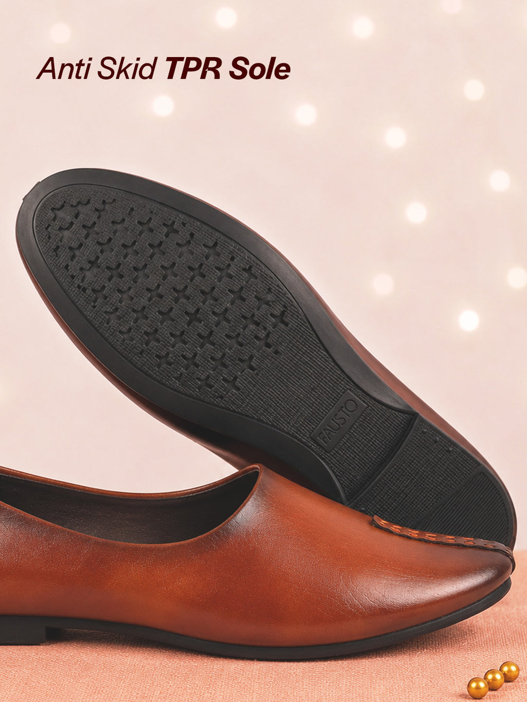 Shop Men Tan Wedding Party Evening Occasion Ethnic Slip On Juttis and Mojaris Online.