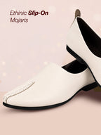 Shop Men White Wedding Party Evening Occasion Ethnic Slip On Juttis and Mojaris Online.