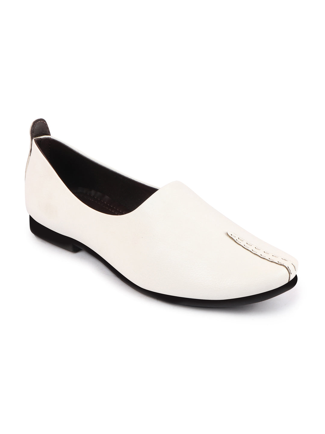 Men White Wedding Party Evening Occasion Ethnic Slip On Juttis and Mojaris