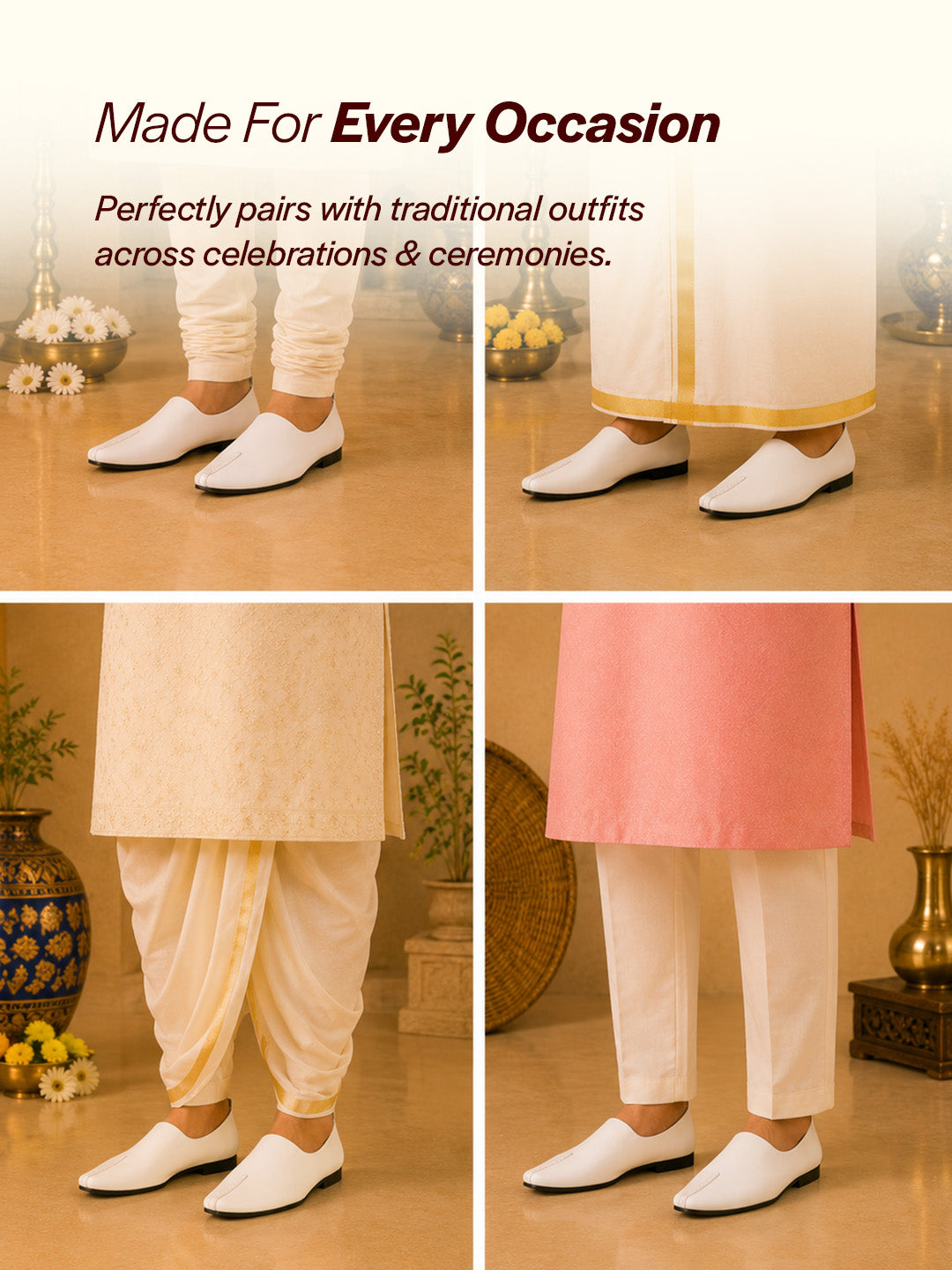 Shop Men White Wedding Party Evening Occasion Ethnic Slip On Juttis and Mojaris Online.