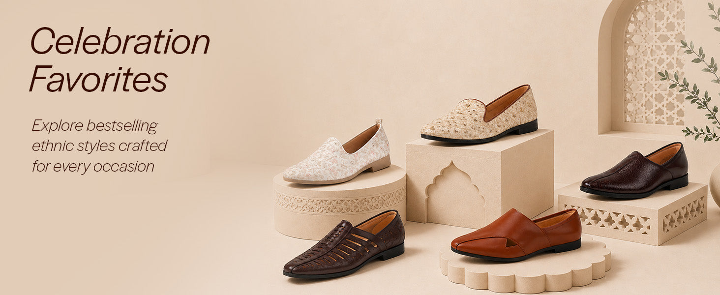 Men Tan Wedding Party Evening Broad Feet Ethnic Slip On Juttis and Mojaris