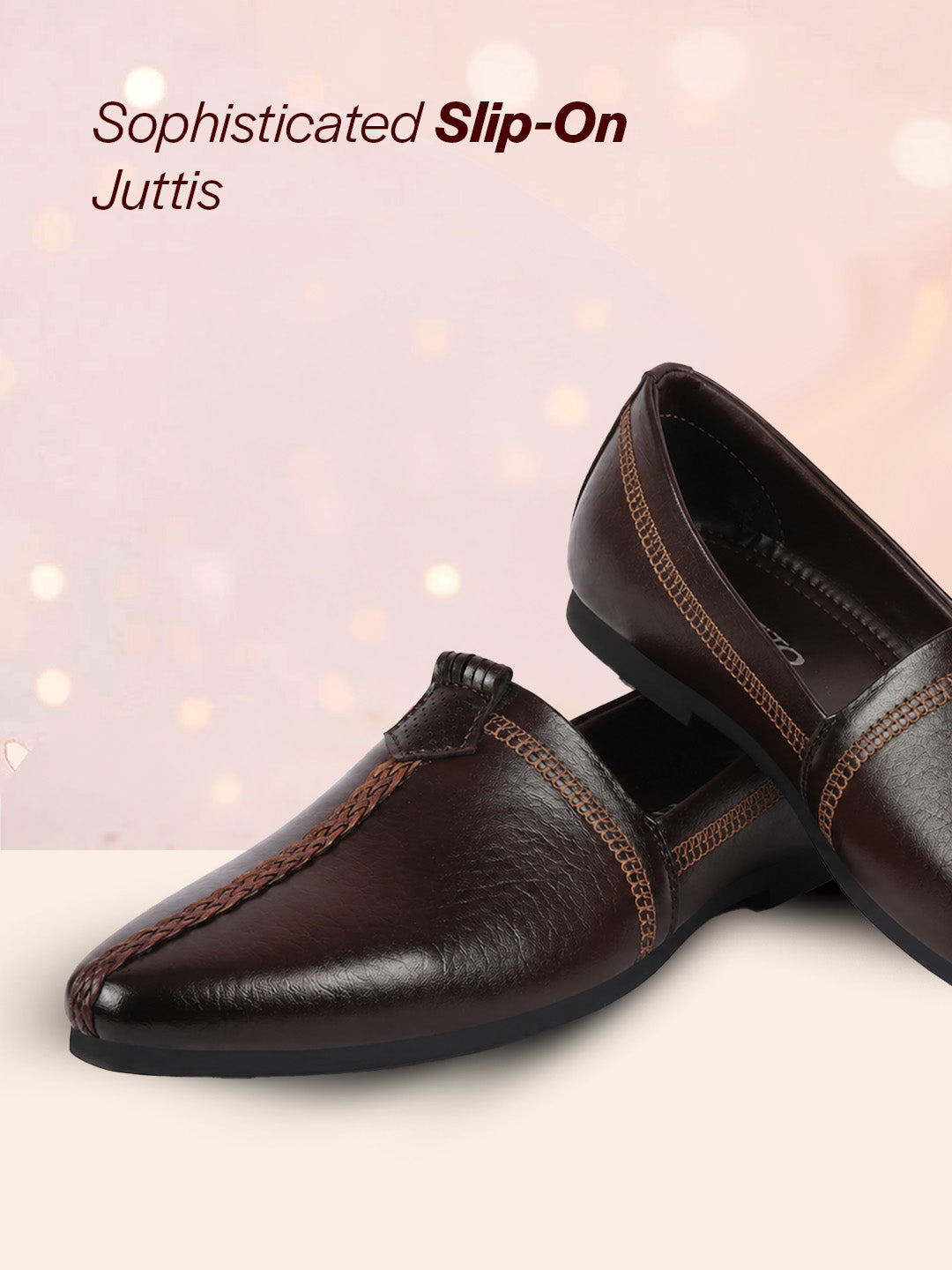 shop men brown wedding party evening broad feet ethnic slip on juttis and mojaris online.