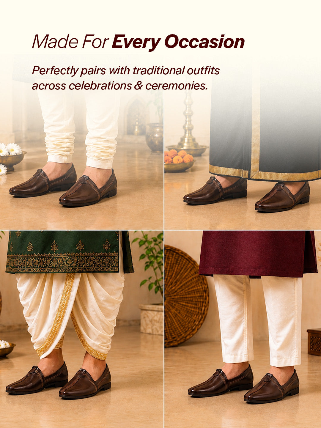 shop men brown wedding party evening broad feet ethnic slip on juttis and mojaris online.
