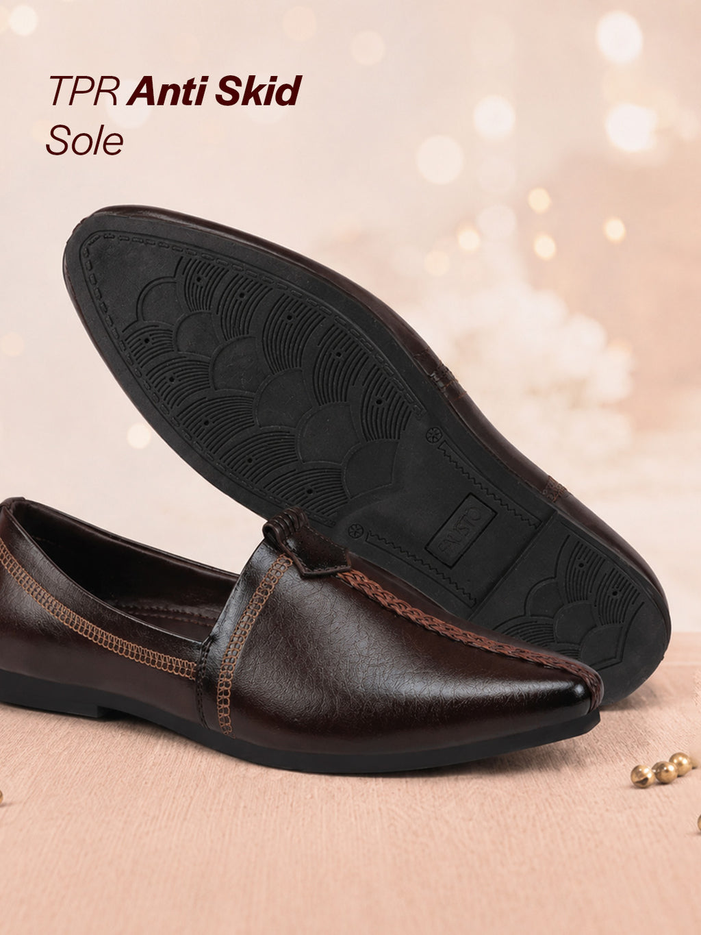 shop men brown wedding party evening broad feet ethnic slip on juttis and mojaris online.