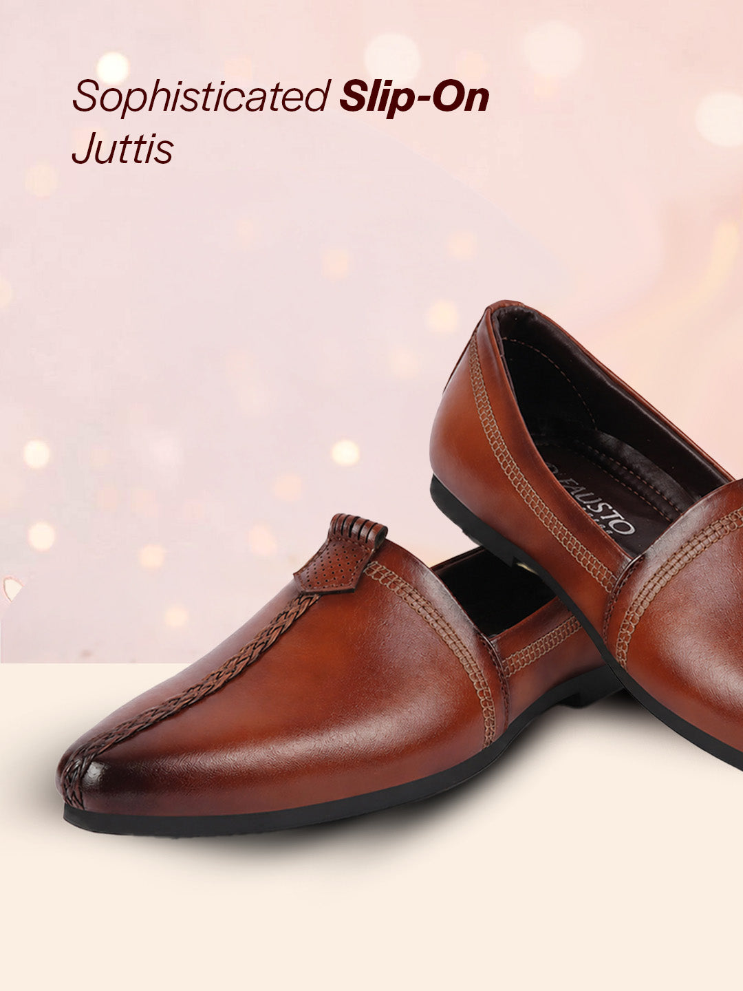 men tan wedding party evening broad feet ethnic slip on juttis and mojaris
