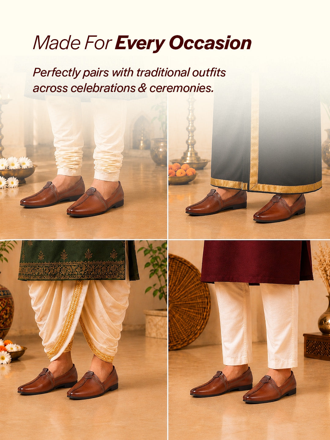 men tan wedding party evening broad feet ethnic slip on juttis and mojaris