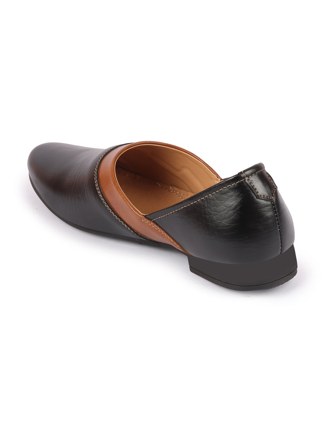 Shop Men Black Wedding Party Evening Ethnic Colorblocked Slip On Juttis and Mojaris Online.