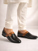 Men Black Wedding Party Evening Ethnic Colorblocked Slip On Juttis and Mojaris